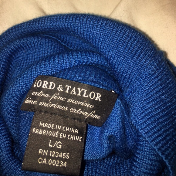 Lord & Taylor Cropped Blue Turtleneck Sweater - Picture 4 of 4